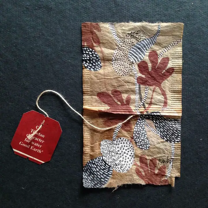 Ruby Silvious Creates Tiny Masterpieces on Used and Stained Tea Bags