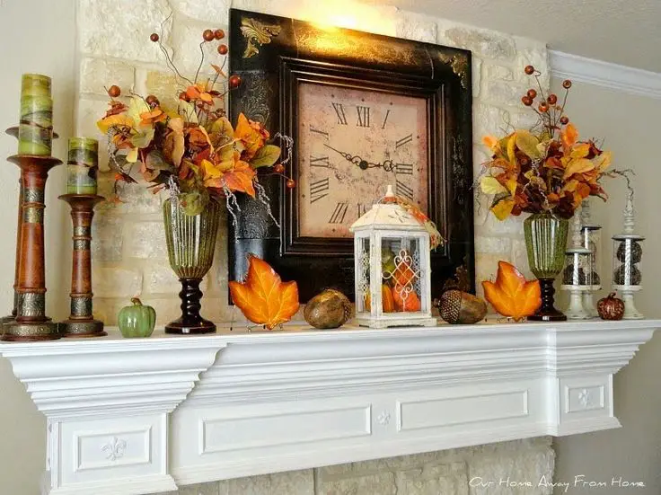 40 Brilliant Mantel Decoration Ideas, Thanksgiving Decorations For Fireplace Mantel