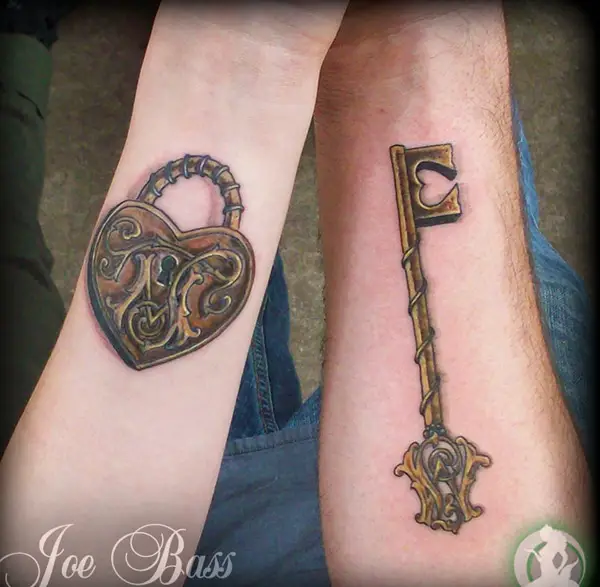 Featured image of post Heart Lock And Key Couples Tattoos Key and lock heart couple tattoo
