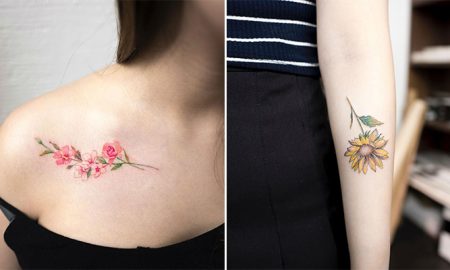 15 Nature Watercolor Tattoos by Hongdam