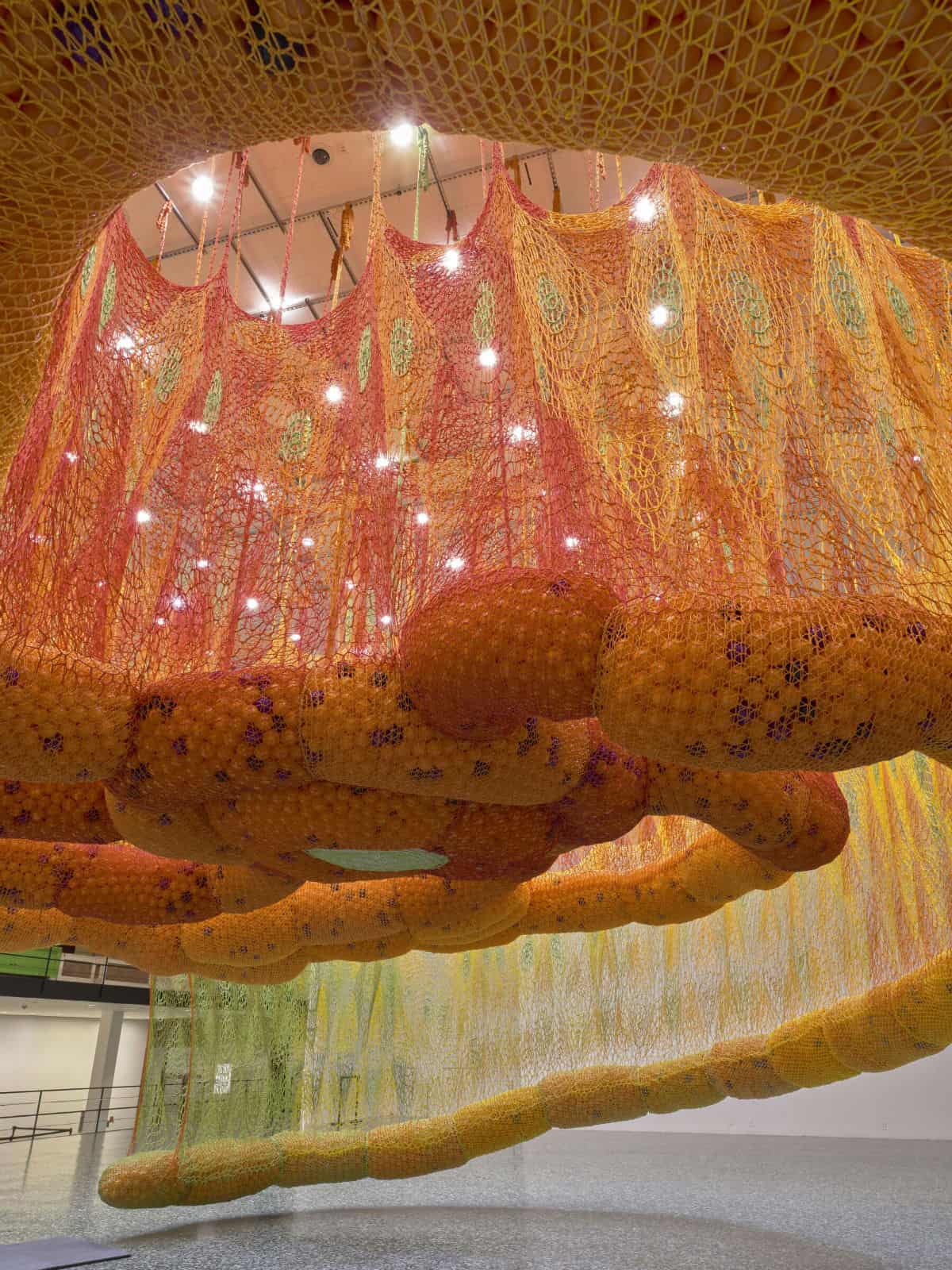 Giant Suspended Hand-Crocheted Walkable Maze by Ernesto Neto